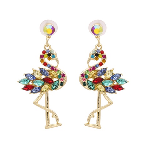 creative flamingo long diamond-studded women's earrings's discount tags