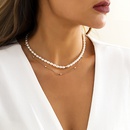 European and American jewelry pearl doublelayer alloy necklacepicture8