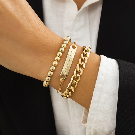 géométrique carré marque perlée costume bijoux simple lettre bracelet femme's discount tags
