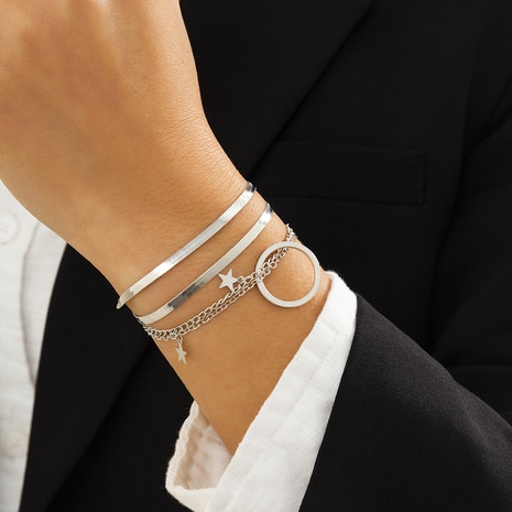 geometric snake bone chain jewelry hip hop star ring copper bracelet's discount tags