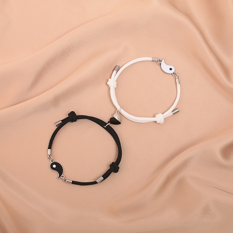 aimant blanc noir Tai Chi couple bracelet main corde's discount tags