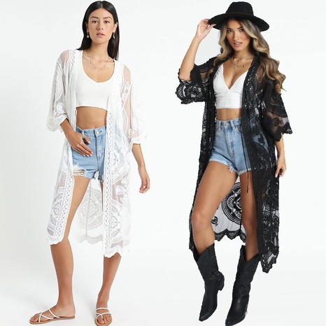 fashion lace cardigan seaside vacation sun protection clothing beach cardigan's discount tags