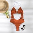new ladies onepiece solid color strappy swimsuit European and American swimwearpicture13