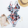 new ladies print onepiece swimsuit European and American sexy hollow swimsuitpicture23