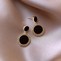 Korean black circle fashion metal diamond earrings wholesale