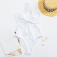 new ladies solid color onepiece hollow strap European and American sexy swimsuitpicture12