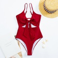 new ladies solid color onepiece hollow strap European and American sexy swimsuitpicture15