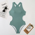new ladies onepiece solid color swimsuit European and American sexy swimwearpicture16