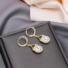 South Korean high-end design crystal diamond gemstone drop earring earrings