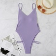 new ladies onepiece solid color swimsuit European and American sexy swimwearpicture12