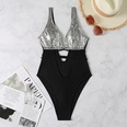 new ladies silver bronzing onepiece swimsuit European and American fashion swimwearpicture13