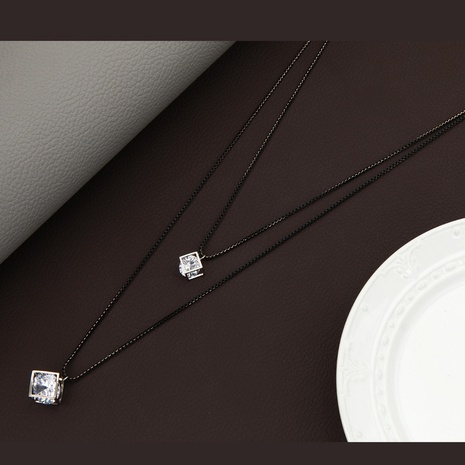 collier de chaîne de chandail de mode en couches de chaîne torsadée noire's discount tags