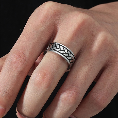 classic geometric niche Men's Vintage Titanium Ring NHIQ621261's discount tags