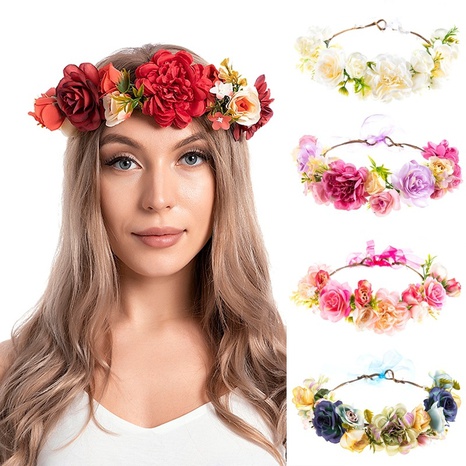 fabric big rose flower headband bride bridesmaid hair accessories wreath's discount tags
