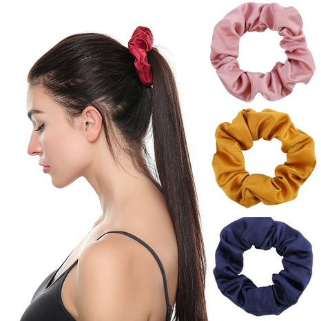 Multi-colorful creative solid color satin headband rubber band headdress's discount tags