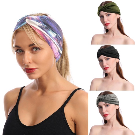 milk silk solid color wide sports headband ladies hair accessories's discount tags