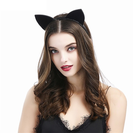 New sexy black flocking cat ears headband wholesale's discount tags