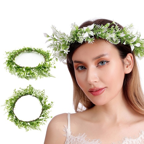 creative garland green plastic grass seaside holiday party headwear's discount tags