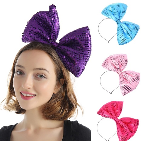Fashion fabric sequins big bow headband hair accessories solid color headband wholesale's discount tags