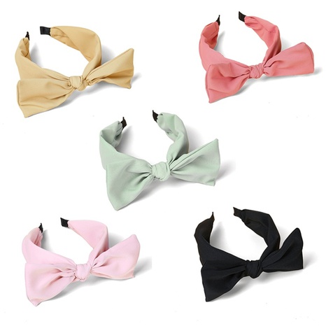 European and American new solid color bowknot fabric hair band knotted headband wholesale's discount tags
