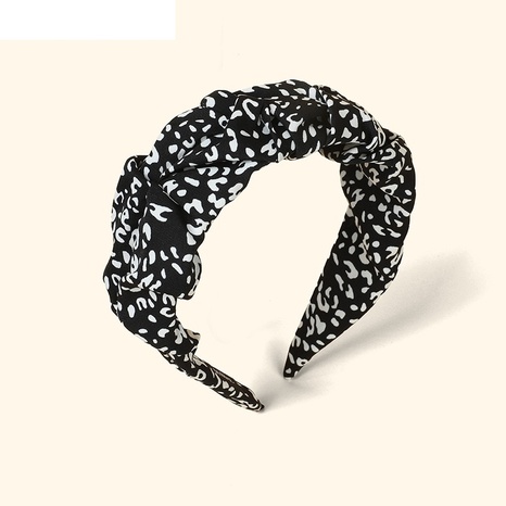 Fashion creative leopard smiley print headband folds fashion wide-brimmed headband's discount tags