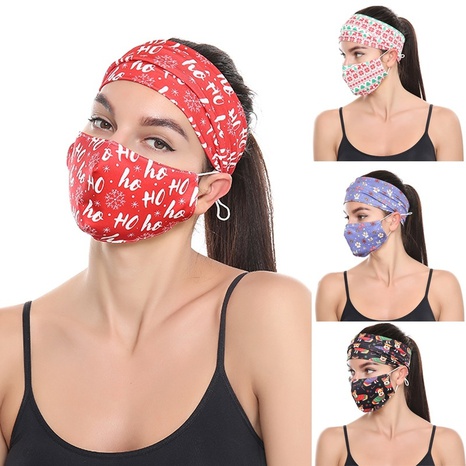 Christmas 3D Printing Button Headband Cartoon Mask Headband Set's discount tags