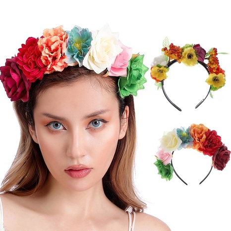 Fashion Creative New Color Simulation Fabric Rose Flower Headband's discount tags