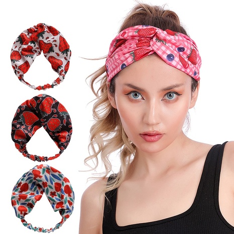 fruit print cross ultra-wide stretch strawberry elasticated middle hairband's discount tags