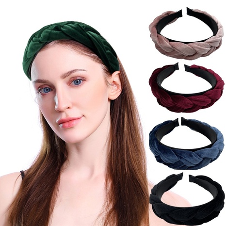 European and American creative new retro solid color gold velvet twist headband's discount tags