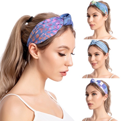 European and American creative new denim art printing knotted headband's discount tags