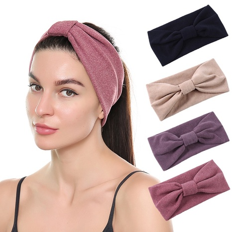 velvet knotted winter anti-leaf soft warm pure color ladies headband's discount tags