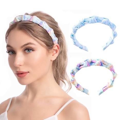 Fashion creative new tie-dye fabric headband folds narrow border fabric headband's discount tags