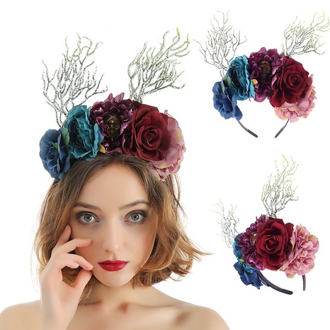 Fashion Creative Fabric Color Rose Flower Wide Headband's discount tags