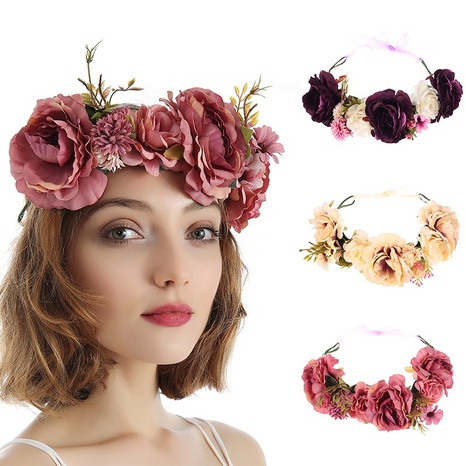 personality models fabric big flower headband headdress's discount tags