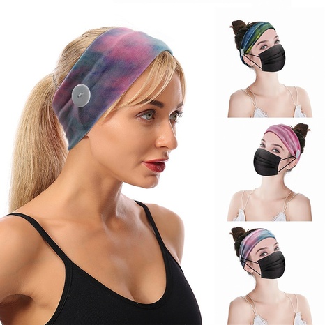 tie-dye fabric headband anti-leaf women's sports headgear headband's discount tags