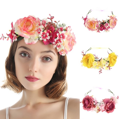 Creative personality exaggerated large wreath flower bridal hair band's discount tags