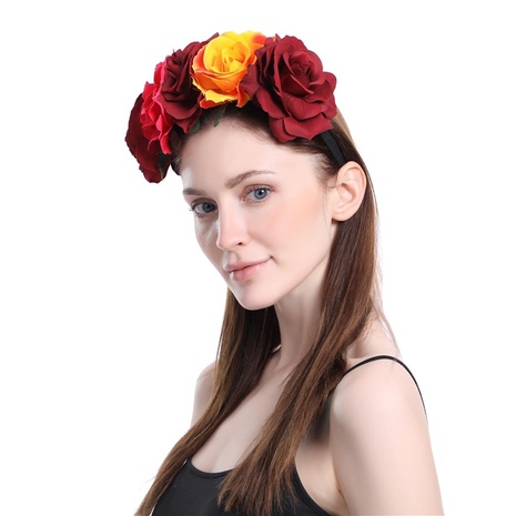 Fashion geometric fabric big rose flower Christmas Halloween wide headband's discount tags