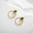 Pendientes de acero inoxidable de moda Pendientes de anillo tejido de piedra naturalpicture7