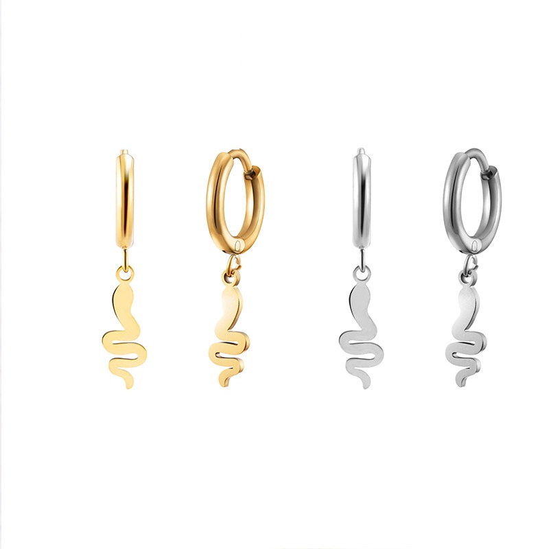 Snakeshaped simple fashion trend stainless steel earrings