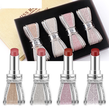fashion diamond-studded bow lipstick four lipstick set's discount tags