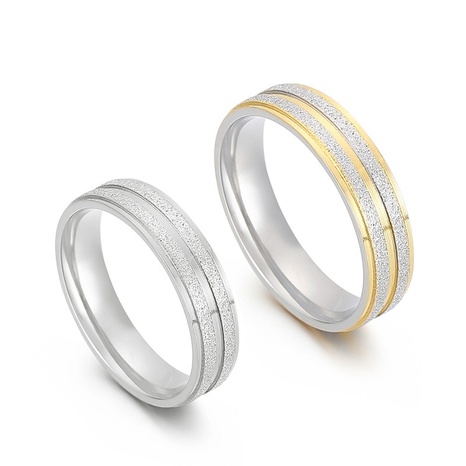 Joyas de anillo esmerilado de acero inoxidable de color de contraste simple's discount tags