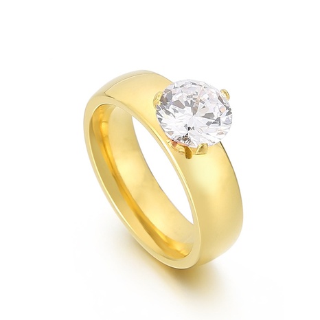 anillo de acero de titanio de circón redondo de moda anillo de circón de tres garras's discount tags