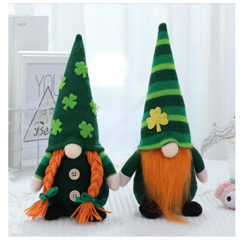 Fte de la SaintPatrick chapeau vert poupe jour irlandais sans visage vieil homme trfle feuillus Festival dcorations