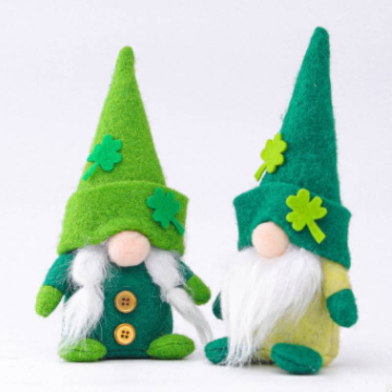 Trfle vert irlandais dcoration de poupe sans visage ornements de dcoration de vacances