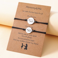 new mother-daughter parent-child card bracelet stainless steel black label bear hand-woven bracelet