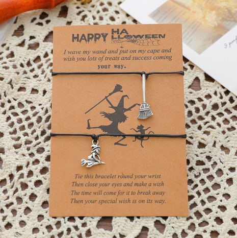 nouvelle sorcière dansante Halloween carte bracelet balai sorcière bracelet tissé ensemble de 2 pièces's discount tags