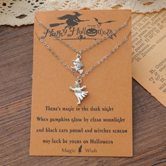 new Halloween necklace European and American personality skull ghost alloy card necklace