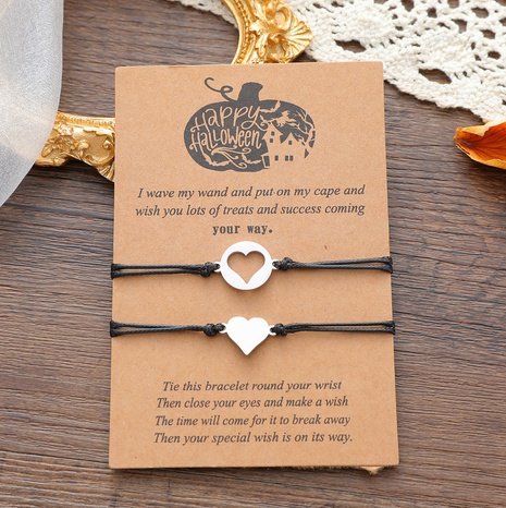 Nouveau Bracelet de carte Happy Halloween Bracelet tressé coeur en acier inoxydable en gros's discount tags