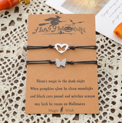 neues Edelstahl-Halloween-Kartenarmband hohles Schmetterlingswachsfaden geflochtenes Armband