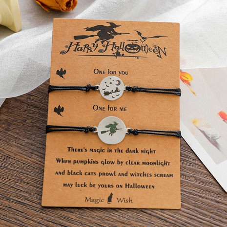 Bracelet Halloween en acier inoxydable Bracelet de couple de sorcière balai de personnalité européenne et américaine's discount tags